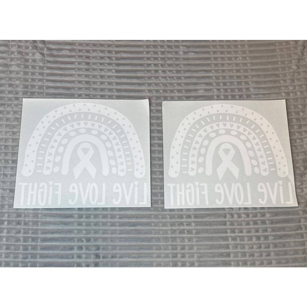 Bundle of 2  Live Love Fight White Heat Transfer New Cancer Awareness